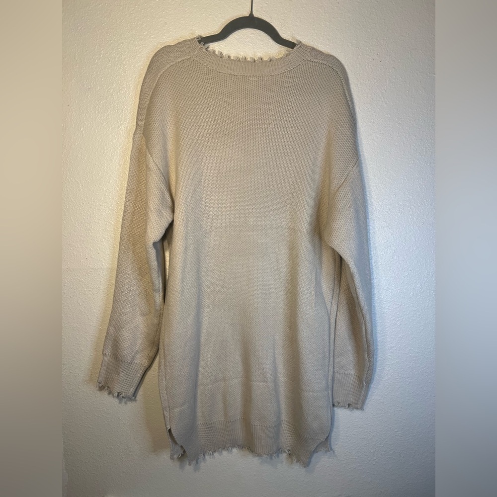 Chic Beige Long Sleeve Dress with Smiley Face - Picture 4 of 4